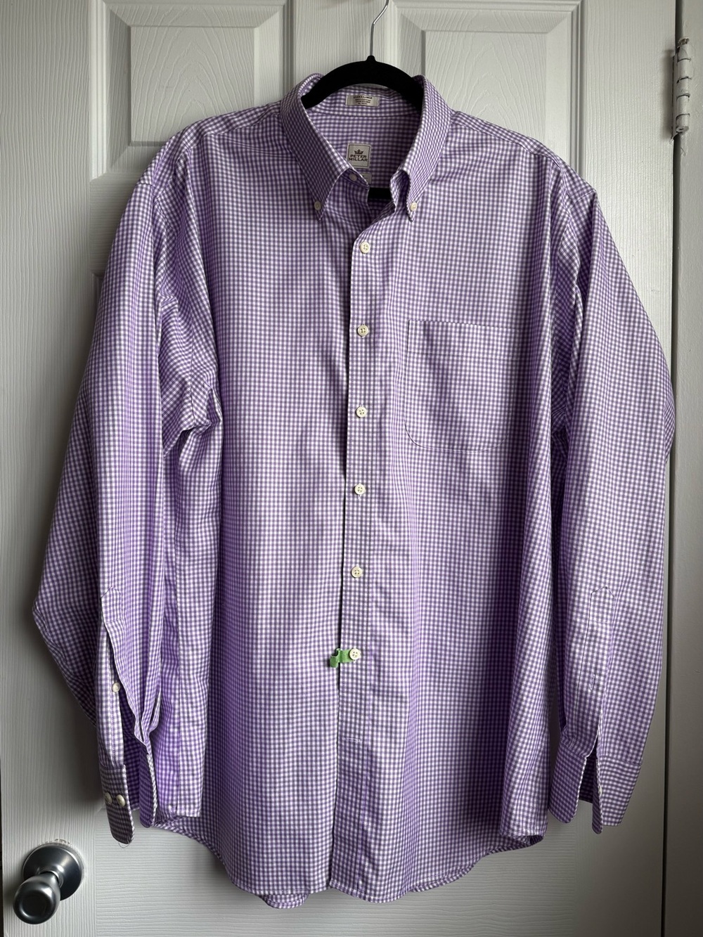 Peter Millar Mens Purple Gingham Button Down Long Sleeve Shirt Extra Large